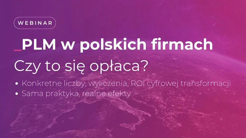 Grafika webinaru PLM w różnych sektorach przemysłu