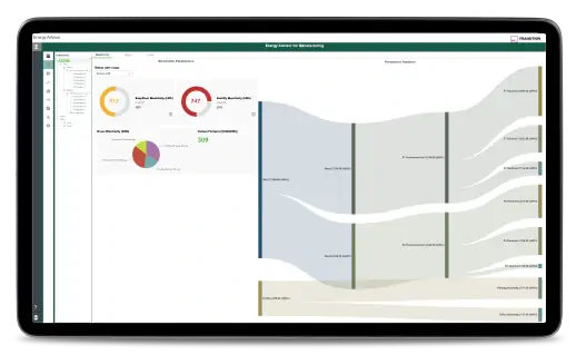 Zrzut ekranu programu Energy Advisor - ESG i zrównoważone zarządzanie energią w produkcji