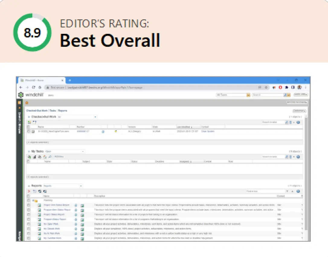 Wysoka ocena PTC Windchill - najlepszy w swojej klasie.